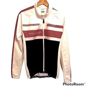 CAPO Mens XL Cycling Jacket Made In Italy Zip Up White Sponsor Graphic Athletic